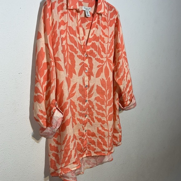Rachel Zoe Womens 100 % Linen Button Up Blouse Size Large Vacation Travel Large - Picture 4 of 10